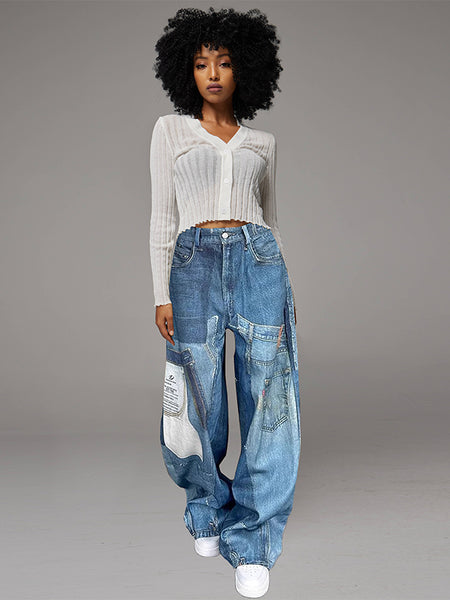 Patch Print Jeans