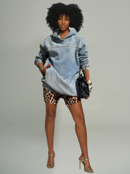 Denim Pullover Hoodie