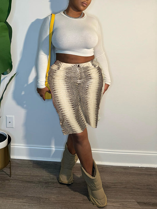 Snake-Print Bermuda Shorts