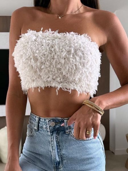 Faux-Fur Bandeau Top