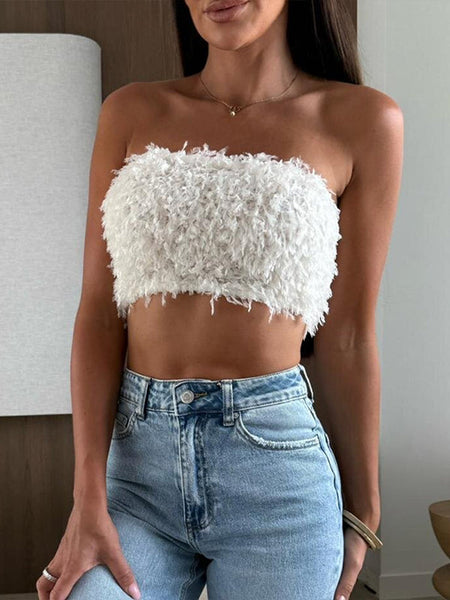 Faux-Fur Bandeau Top