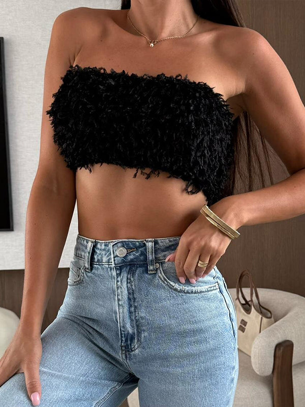 Faux-Fur Bandeau Top