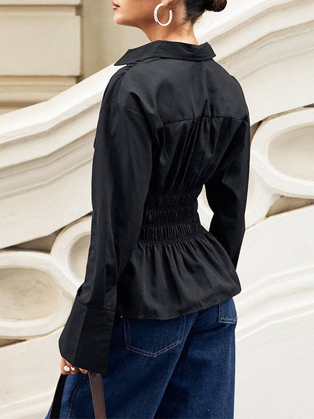 Black Smocked Shirt