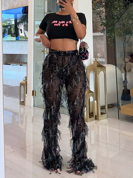 Fringe Mesh Pants