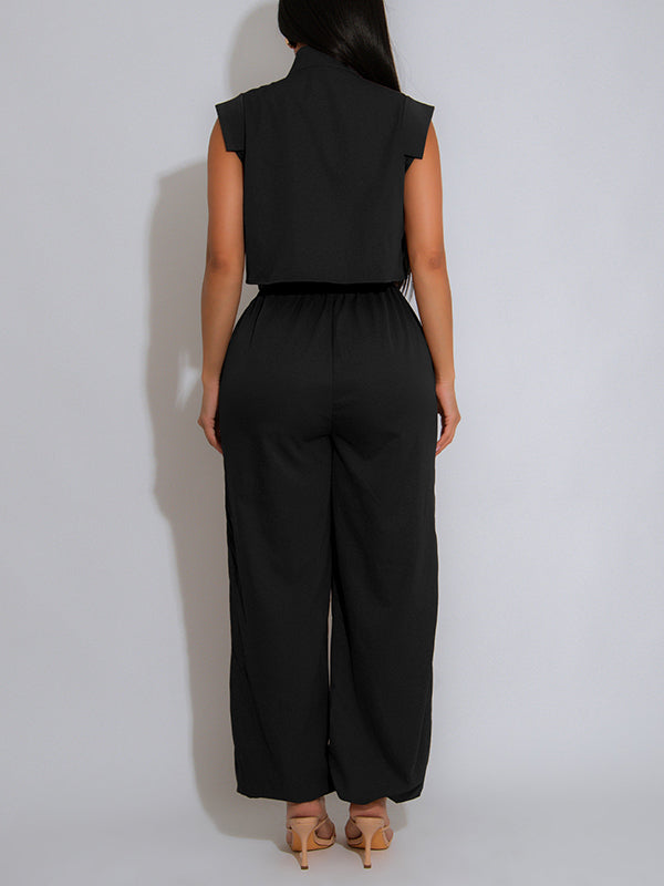 Sleeveless Belted Cargo Jumpsuit