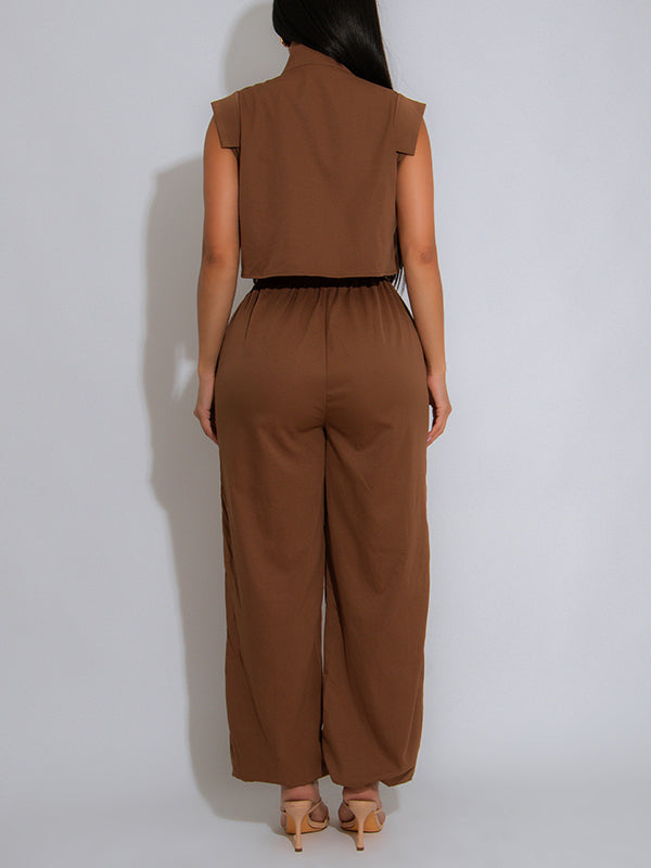 Sleeveless Belted Cargo Jumpsuit
