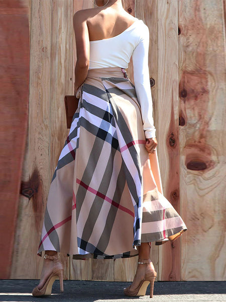 Plaid-Combo Tied Dress