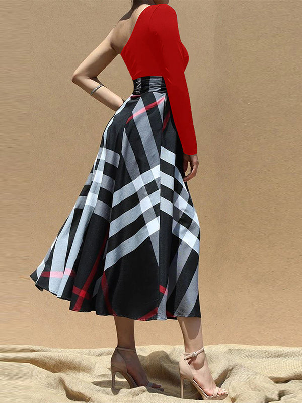 Plaid-Combo Tied Dress