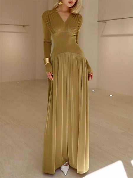Velvet V-Neck Maxi Dress