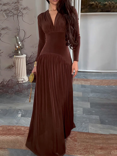 Velvet V-Neck Maxi Dress