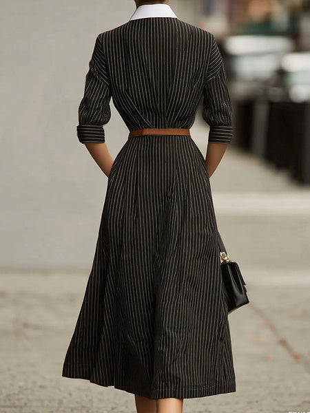 Contrast Stripe Shirt Dress