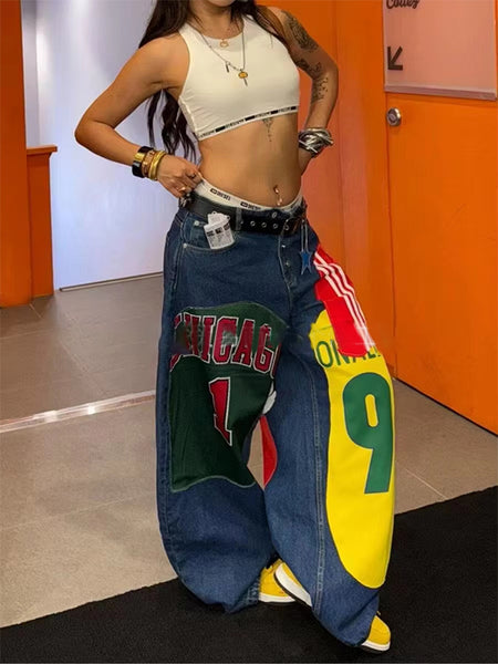 Printed Wide-Leg Jeans