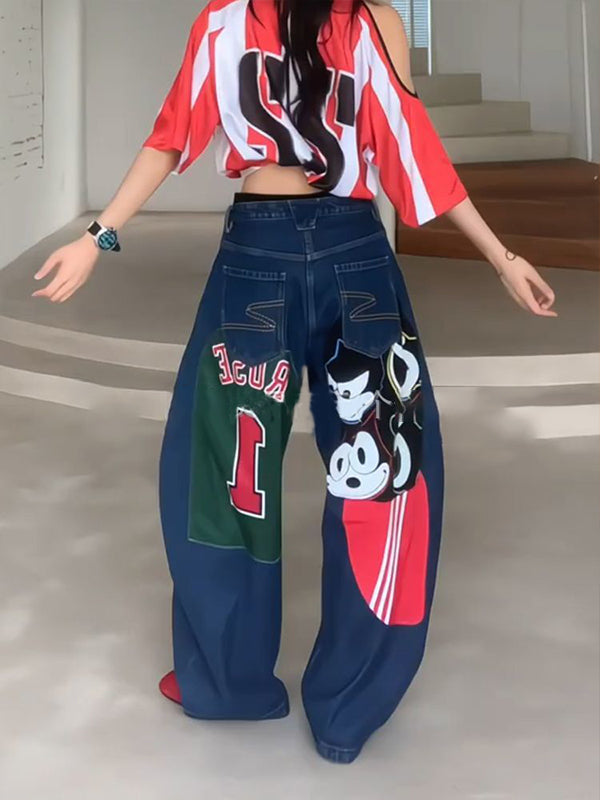 Printed Wide-Leg Jeans
