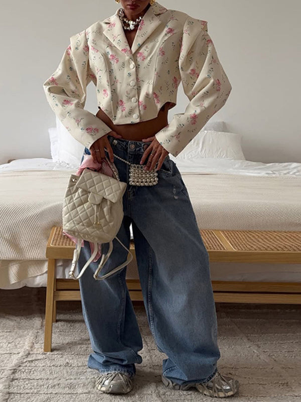Floral Cropped Blazer