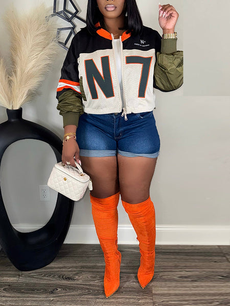 Colorblock Zip-Front Bomber Jacket