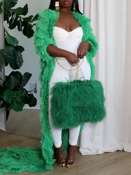 Frilled Open-Front Duster