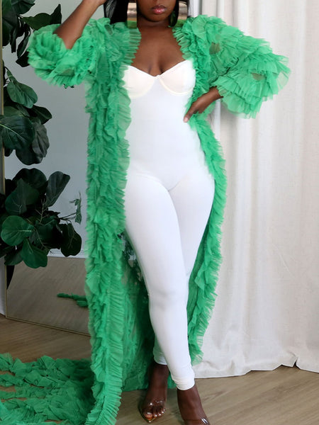 Frilled Open-Front Duster