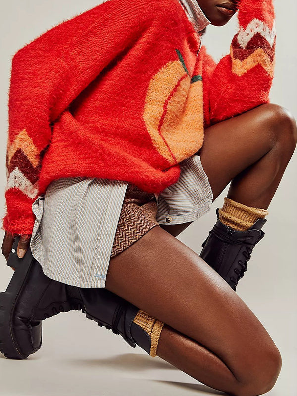 Printed Round-Neck Sweater