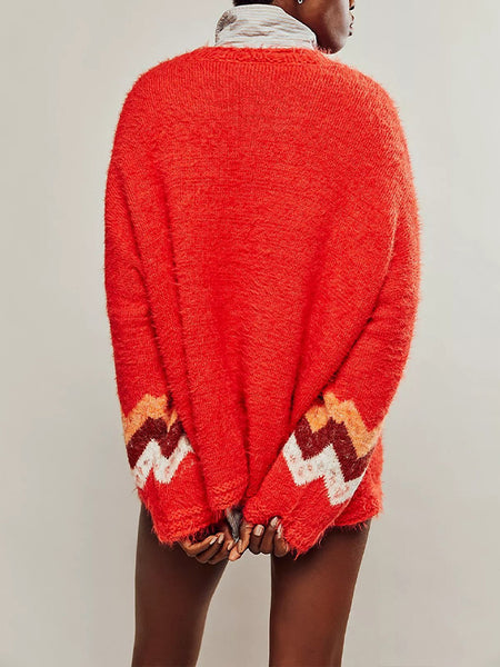 Printed Round-Neck Sweater