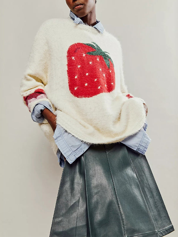 Printed Round-Neck Sweater