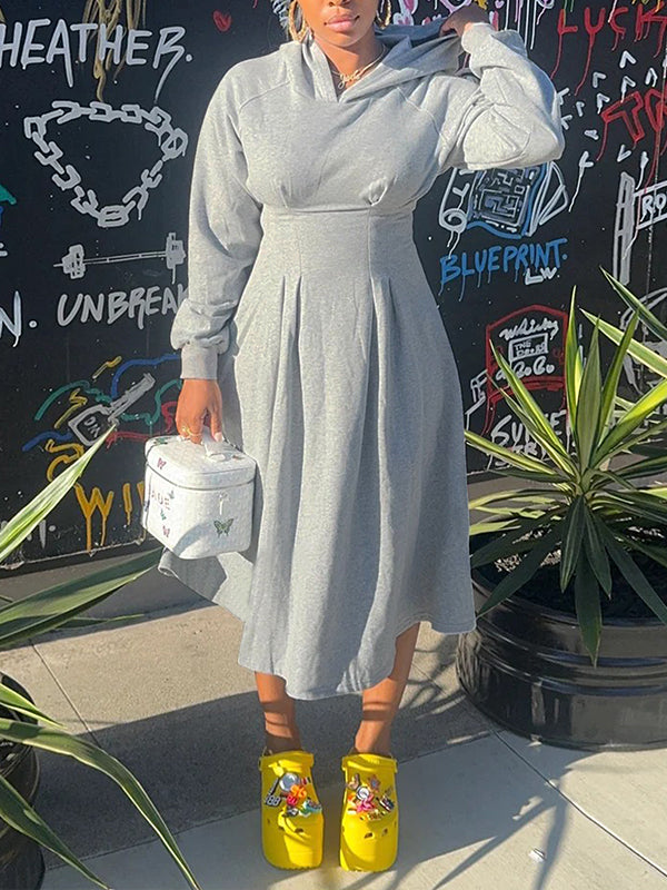 Solid Hoodie Dress