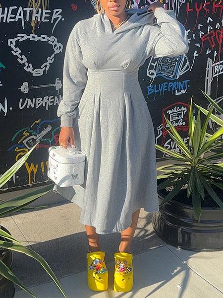 Solid Hoodie Dress