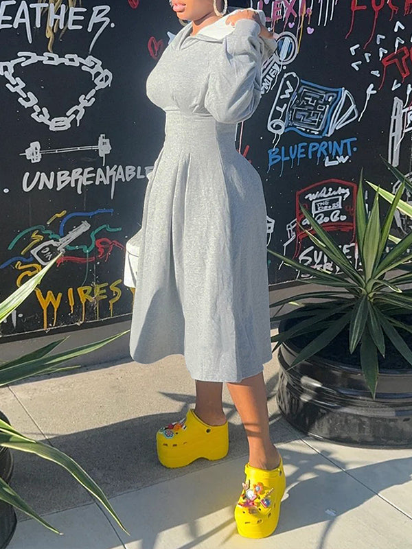 Solid Hoodie Dress