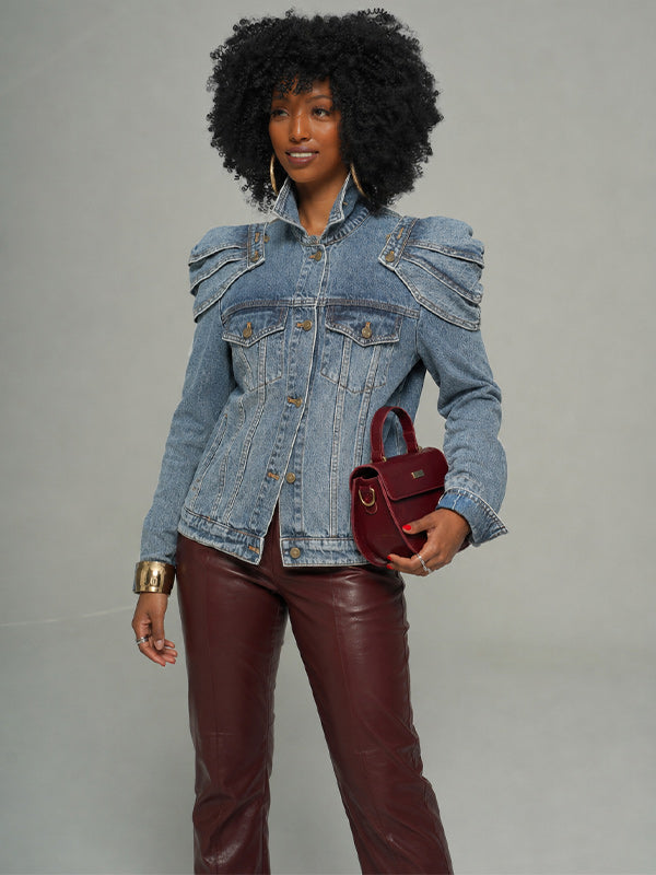Button-Front Denim Jacket