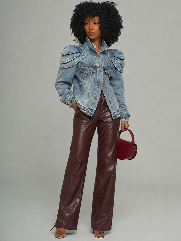 Button-Front Denim Jacket