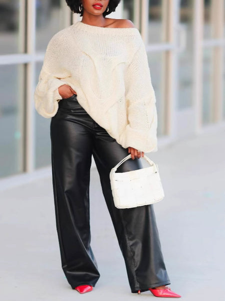 Solid Boat-Neck Sweater