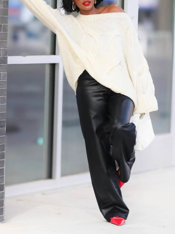 Solid Boat-Neck Sweater