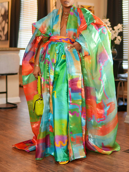 Printed Open-Front Duster
