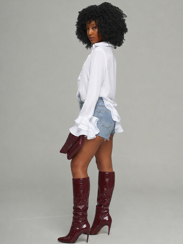 Solid Bell-Sleeve Shirt