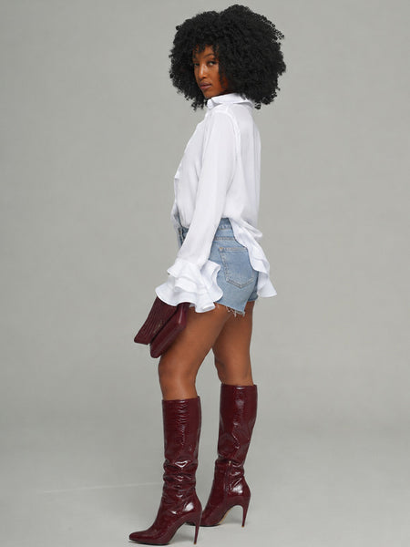 Solid Bell-Sleeve Shirt