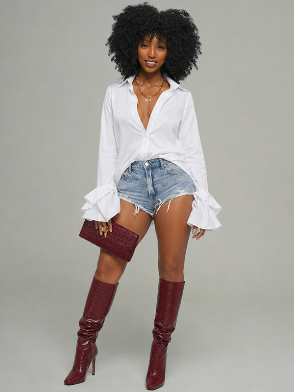 Solid Bell-Sleeve Shirt