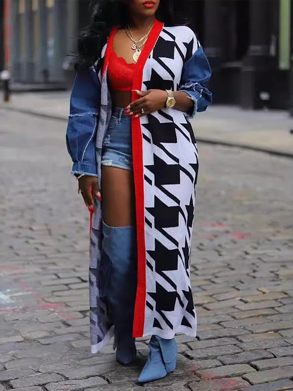 Denim Combo Cardigan