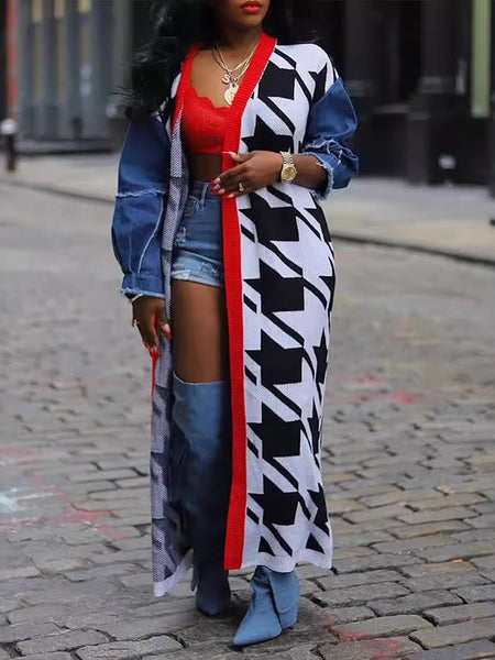 Denim Combo Cardigan
