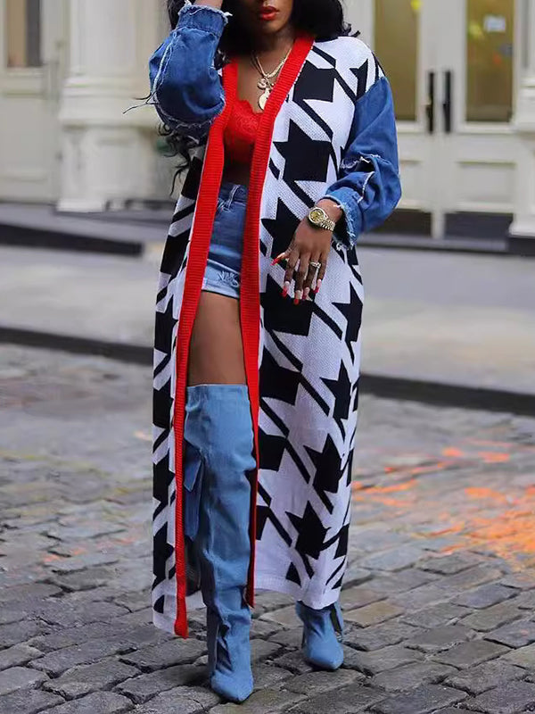 Denim Combo Cardigan