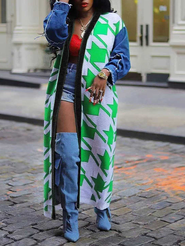 Denim Combo Cardigan