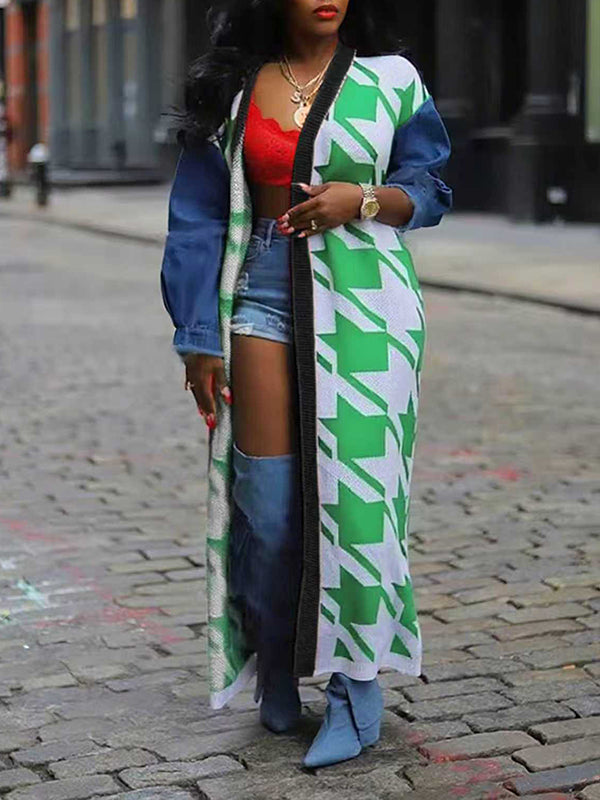 Denim Combo Cardigan