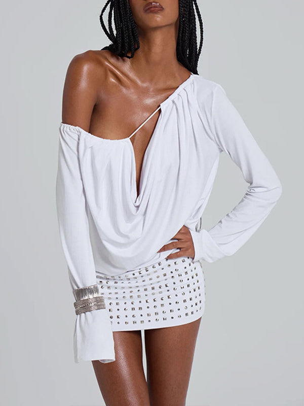 Off-Shoulder Open-Back Mini Dress