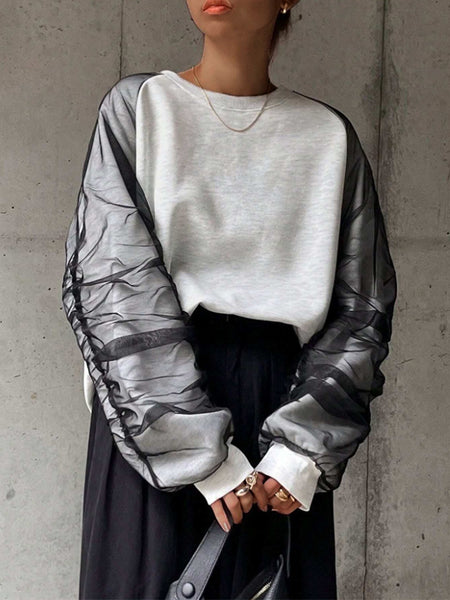Sheer Combo Sweatshirt