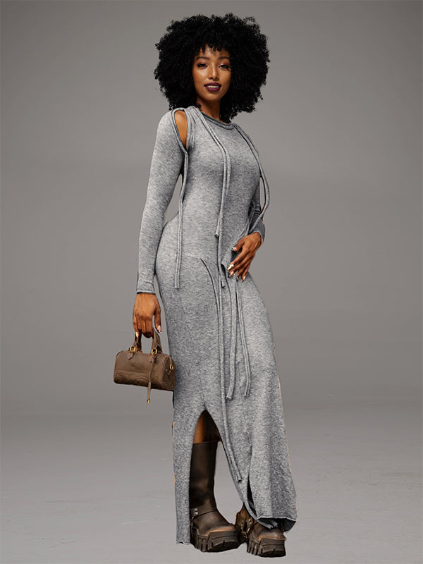 Fringe Cutout Slit Dress