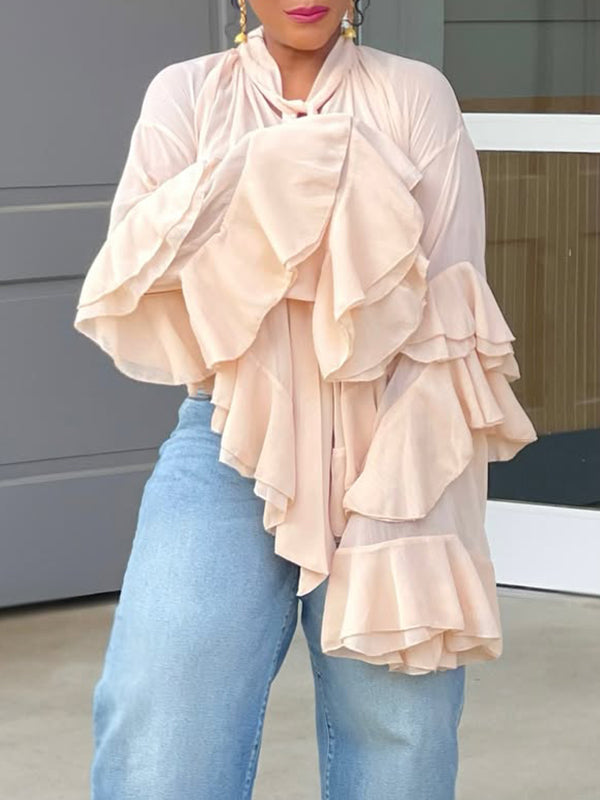 Sheer Ruffle Tunic Top