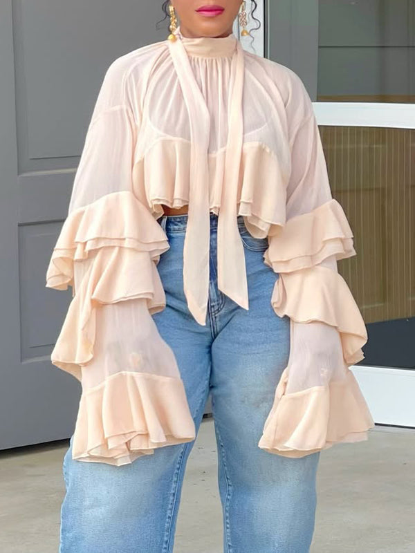 Sheer Ruffle Tunic Top