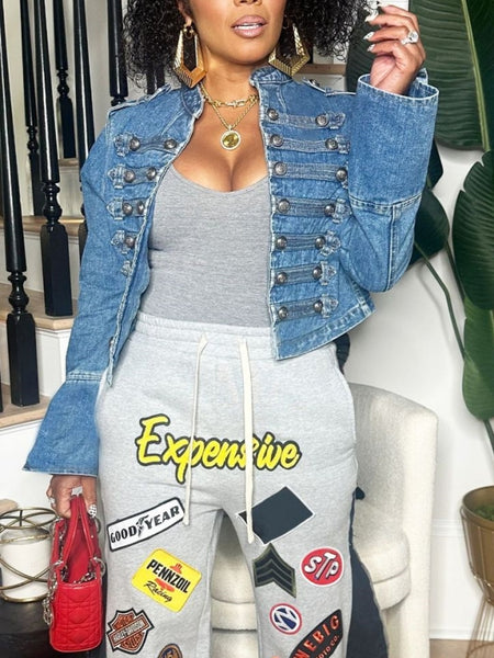 Button-Front Denim Jacket