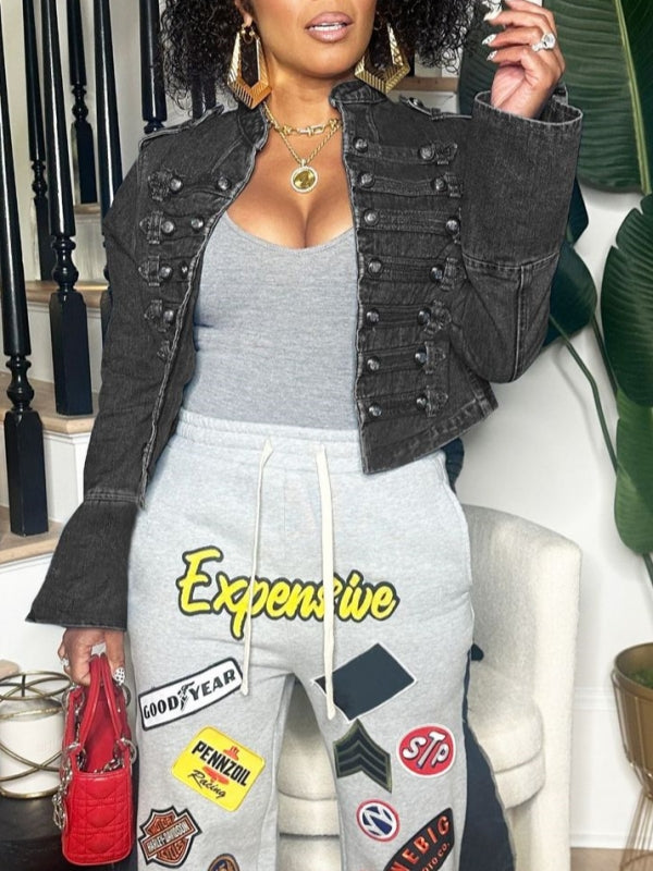 Button-Front Denim Jacket