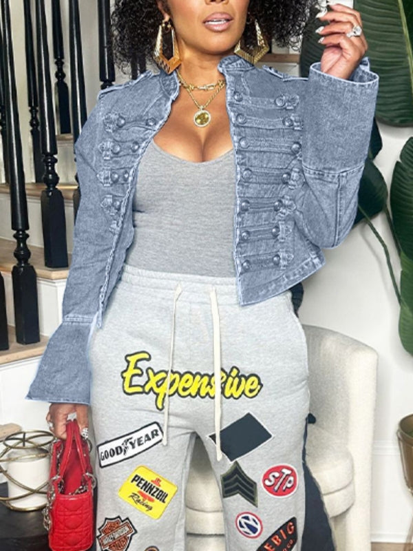Button-Front Denim Jacket