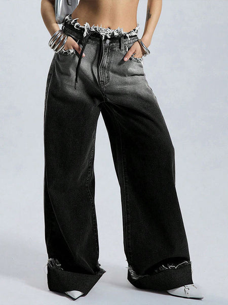 Ombre Wide-Leg Jeans