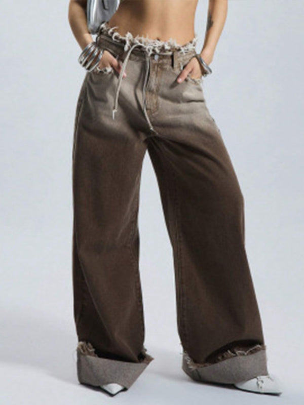 Ombre Wide-Leg Jeans